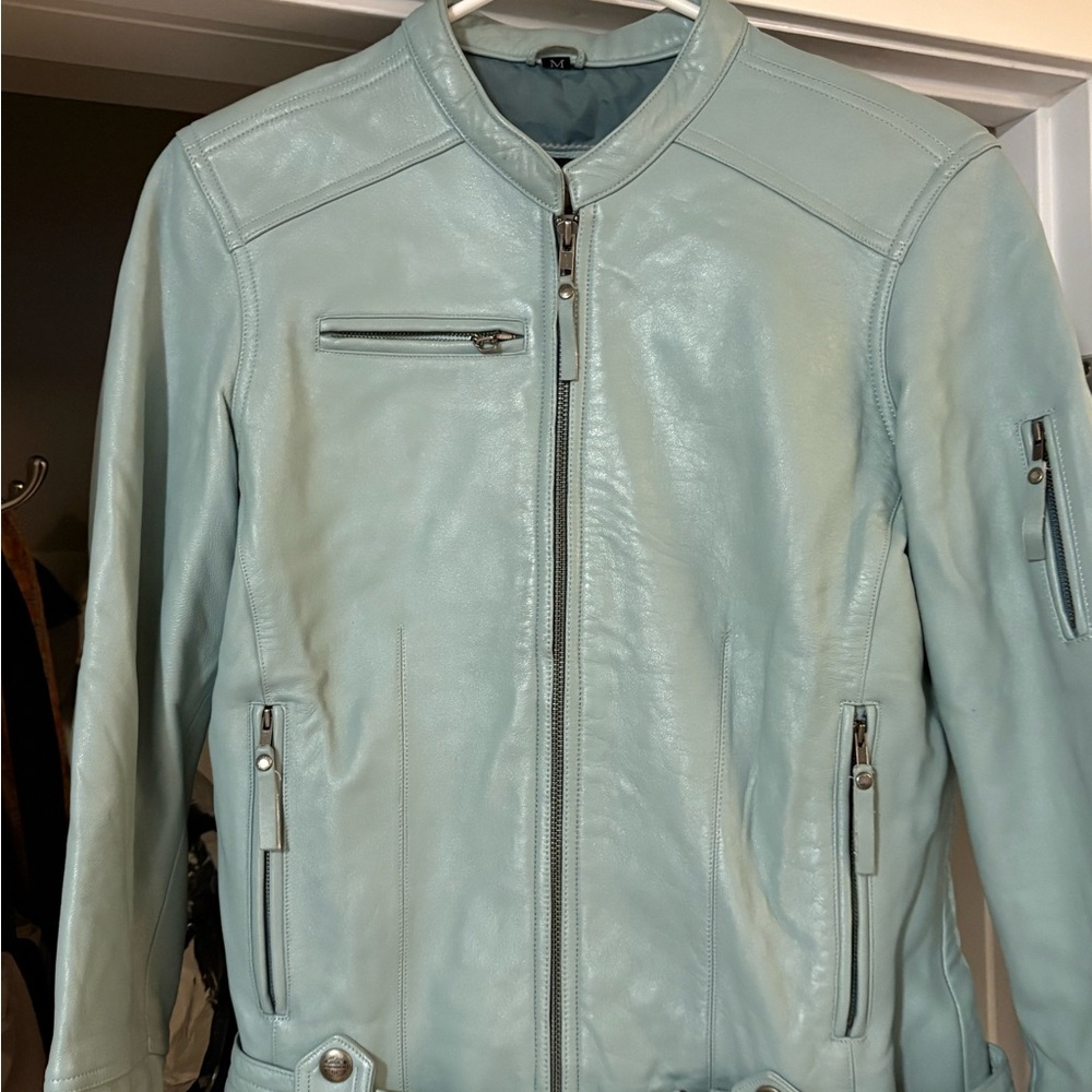 Women’s Light Blue Leather Jacket - Harley Davidson.